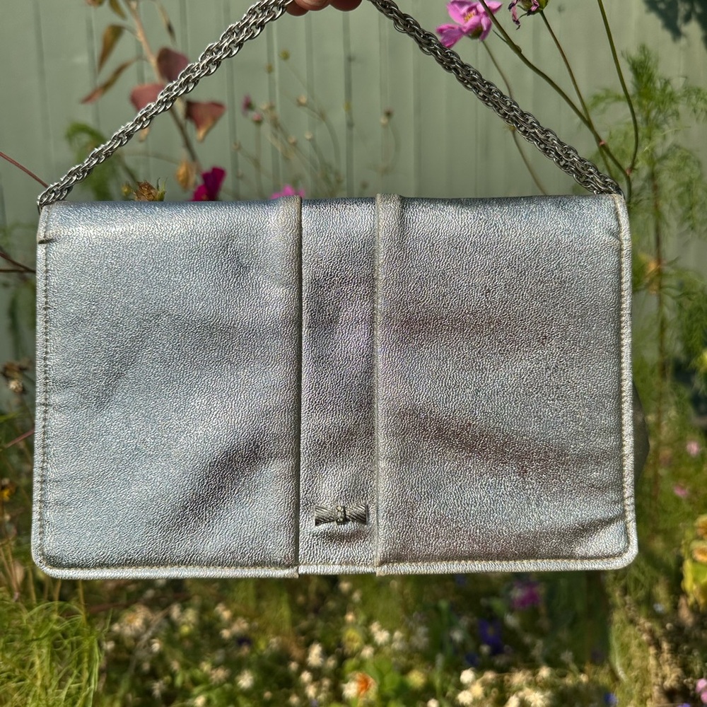 Chic Silver Clutch with Chain Strap